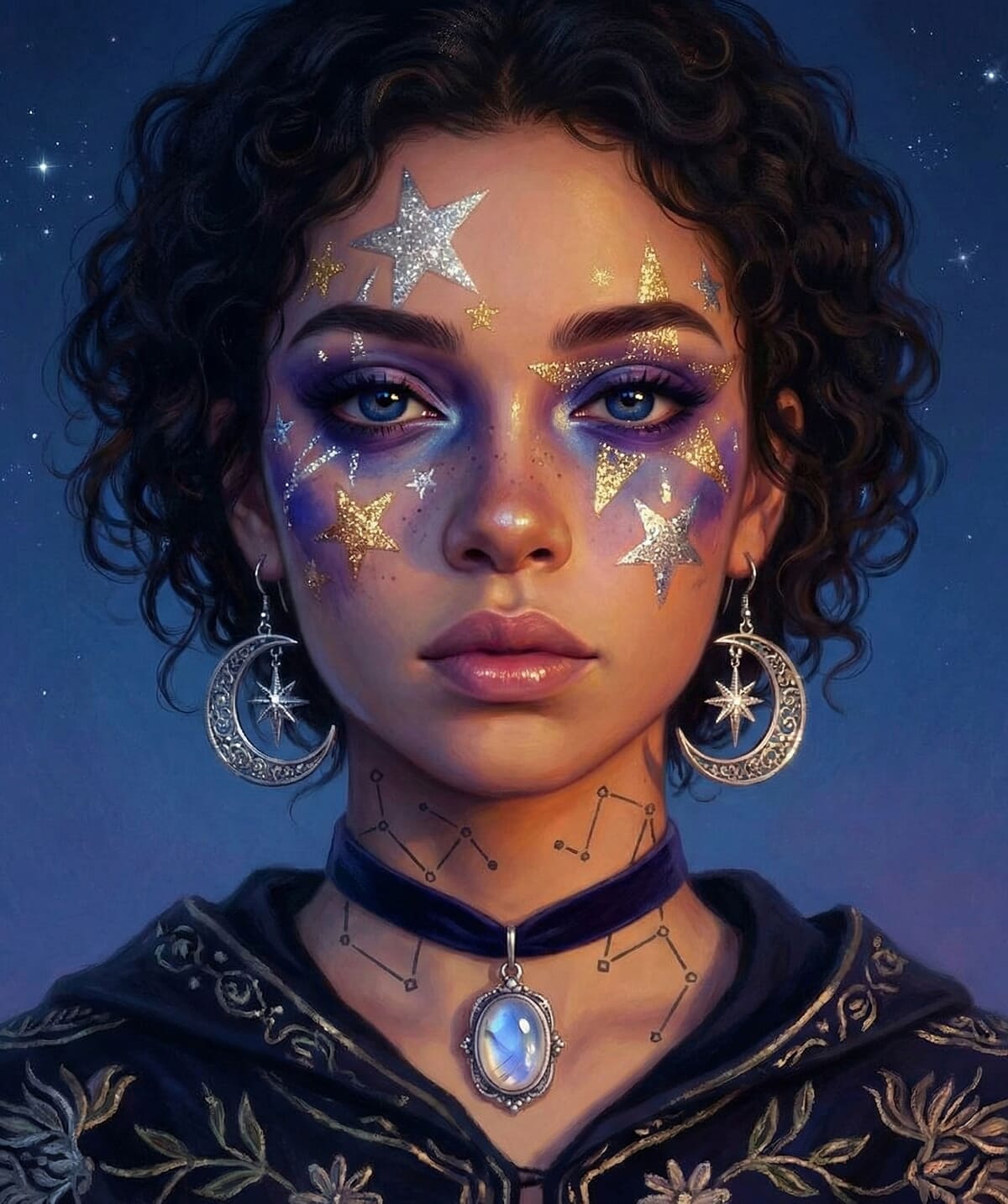 Celestial face paint portrait
