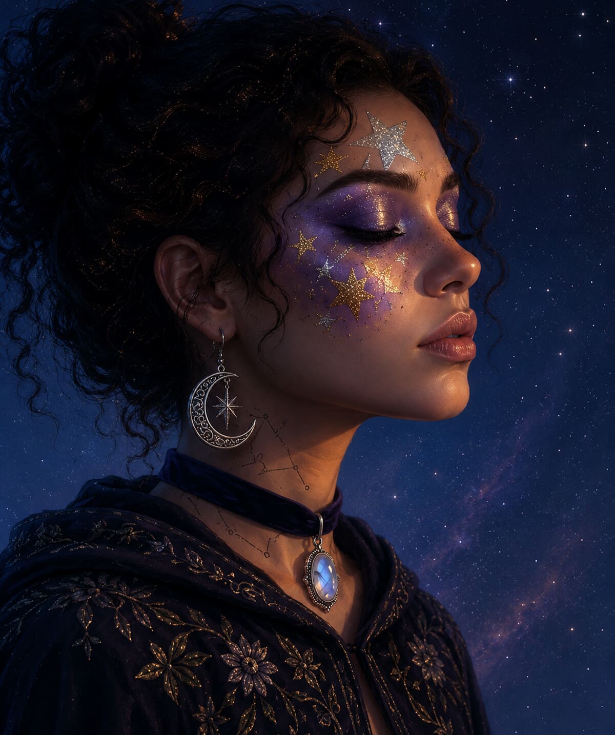 Celestial face paint portrait - Image 3